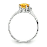 Prsten od citrinskog srca od bijelog karatnog zlata i AA dijamanta