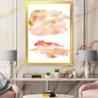 DesignArt 'Abstraktni oblaci postavljeni s ružičastim zlatnim bež i crvenim' modernim uokvirenim umjetničkim printom