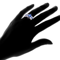 Zaručnički prsten s markizama s laberom stvorio je plavu safirnu veličinu 9