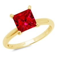 Crveni imitirani Rubin rez princeza od 2,5 karata, gravura od žutog zlata od 14 karata, Izjava o godišnjici vjenčanja, vjenčani prsten