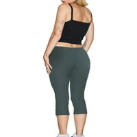 Ženske Capri hlače, joga hlače srednjeg struka, široke hlače s elastičnim manšetama, poslovne casual hlače