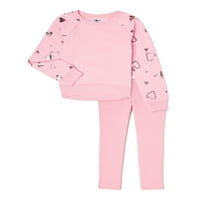 Atletic Works Girls CORE FLEECE FOIL SLUKAVNI TWAVERSKA I SWEATPANTS, Dvodijelni set, veličine 4- & Plus