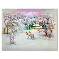 Zimsko selo životni pejzažno slikarstvo platno umjetnički tisak