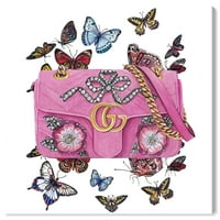 Wynwood Studio Mode and Glam Wall Art Canvas Otisci 'Memorije lutke - torbe za leptir torbe - ružičaste, zlato