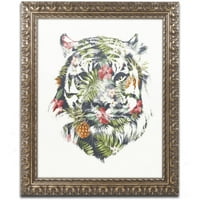 Zaštitni znak likovne umjetnosti 'Tropska tigra' platna Umjetnost Roberta Farkasa, zlatni ukrašeni okvir