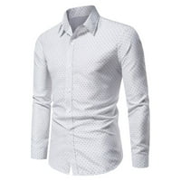 Muške vrećaste majice Plus size modni print majice s dugim rukavima s reverom na kopčanje ležerna moderna poslovna majica u bijeloj