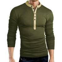 Bluza s dugim vratom u boji s gumbom u boji udoban jednobojni gornji dio muška bluza s izrezom u obliku slova B i rukavom Muška bluza