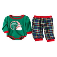 Božićni obiteljski pidžama Set, božićni kostim za roditelje i djecu, salonka za spavanje sa zelenim snjegovićem, pidžama za djecu,