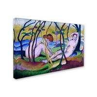 Zaštitni znak likovne umjetnosti 'Nudes Under drveće' platno umjetnost Franza Marca