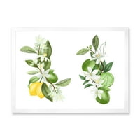DesignArt 'buketi cvjetanja grana limuna na bijeloj' tradicionalno uokvireni umjetnički tisak