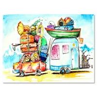 Dizajnerska umjetnost karavane s obiteljskim putovanjima Seoska kuća na platnu, zidni umjetnički tisak