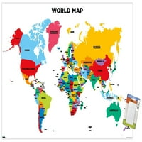 Zidni plakat svjetske karte, 22.375 34