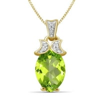 JewelersClub 2. Carat T.G.W. Peridot i bijeli dijamantni naglasak 14K zlato preko srebrnog privjeska