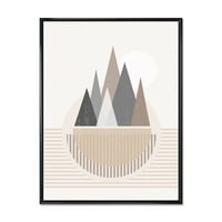 DesignArt 'Sažetak Mjesec i sunce u planinama III' Moderno uokvireno platno zidne umjetničke print