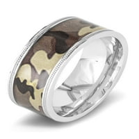 Obalni nakit od nehrđajućeg čelika polirani smeđi kamuflažni prsten