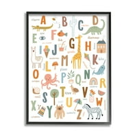 Zabavni obrazovni ABC tablica Slatke životinje uokvirene slikarske umjetničke otiske