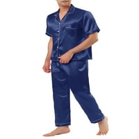 Jedinstvene ponude muške gumb dolje satenski pidžama postavlja noćnu odjeću kratkih rukava