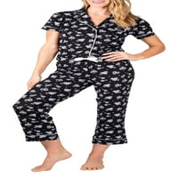 Pijama za nosač za nosač gornji dio s odgovarajućim kapris poliesterskom mješavinom pidžamom za žene set za žene