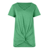 Ženske modne casual Ženske majice s kratkim rukavima s kratkim rukavima u obliku slova u, Jednobojni pokloni za žene, zeleni u obliku