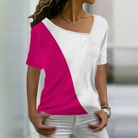Ženske majice s kratkim rukavima s printom, Ležerne ženske ljetne majice s okruglim vratom, vruće ružičaste 2 inča