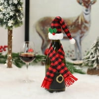 Božićni set čepova za boce vina Božićni Mini šešir Djeda Božićnjaka u kavezu Buffalo Božićna boca šal Djeda Božićnjaka za Božićni