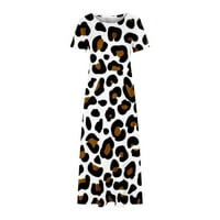 2 ženska Maksi haljina s cvjetnim leopard printom, haljina za plažu s okruglim vratom, elegantna retro boho haljina za odmor, ljetna