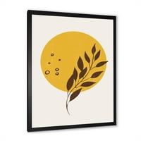 Designart 'Sažetak Mjesec i žuto sunce s tropskim listom II' Moderni uokvireni umjetnički tisak