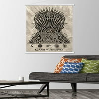 Zidni poster Game of Thrones-Željezno prijestolje u drvenom magnetskom okviru, 22.375 34