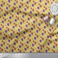 Žuta svilena tkanina s cvjetnim printom Ranunculus i krizantema za rukotvorine široke jarde
