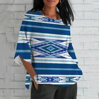 Jesenska Ženska ljetna bluza od pamuka i lana labavog kroja majica s retro printom top ženske ljetne majice