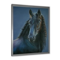 DesignArt 'Frizijski portret crnog konja' Farmhouse uokvireni umjetnički tisak
