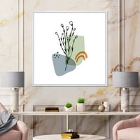 DesignArt 'Sažetak minimalni oblici pod Flowers II' Moderno uokvireno platno zidne umjetničke ispis