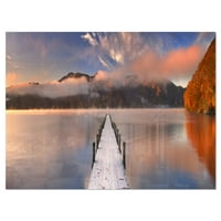 DesignArt 'Jetty u jezeru Japan' Seascape Photography Metal Wall Art