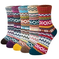 Par debelih pletenih ženskih vunenih čarapa Vintage zimske tople ugodne čarape za posadu pokloni