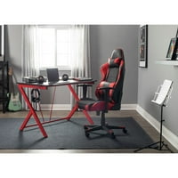 Podesiva visina i nagib uredska igraća stolica s visokim naslonom s uklonjivim jastukom za donji dio leđa i naslon za glavu-crni
