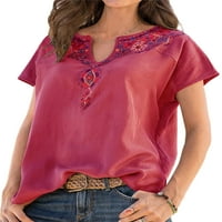 + / Ženske ljetne meksičke boemske majice s boho printom, ležerna bluza kratkih rukava