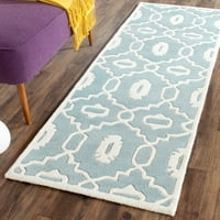 Geometrijski tepih od vune, Plava slonovača, 2 '3 5'
