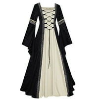 Ljetna haljina za žene, ženska Vintage haljina do poda, gotička haljina za igranje, poliesterske crne haljine od 2 inča