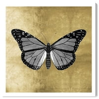 Wynwood Studio životinje zidne umjetničke platnene insekte 'leptir zlato' - zlato, crno