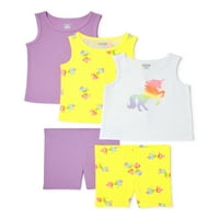 Ganimals Baby & Toddler Girls Tank Tops i Bike Shorts, 5-dijelni odjevni set, veličine 12m-5T