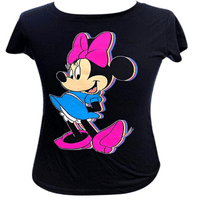 Ženska majica Minnie Mouse, crni gornji dio kratkih rukava, srednji