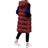 Ženski dugi zimski kaput s kapuljačom prsluk topla donja jakna bez rukava podstavljeni prsluk