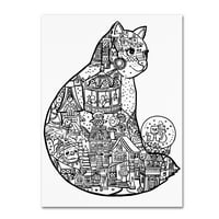 Zaštitni znak likovna umjetnost 'Božićna mačka: linijska umjetnost' platno umjetnost Oxana Ziaka