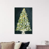 Odmor za odmor i sezonske zidne umjetničke platnene platnene ispise 'Božićni drvce 2' praznici - zeleno, bijelo
