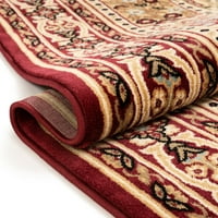 Dobro tkani tradicionalni tepisi s orijentalnim medaljonom, bezvremenski, Crveni