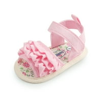 Ljetne sandale za djevojčice, Ležerne jednobojne ravne cipele s cvjetnim uzorkom i volanima za bebe
