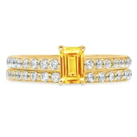 1. dijamant smaragdno izrezan prirodni citrin od žutog zlata 14k $ s naglascima vjenčani set od 7,75