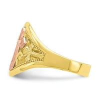 Prsten s križem od žutog i ružičastog zlata s poliranjem primarnog karatnog zlata