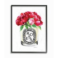 Stupell Industries modni dizajner ruža cvijeće staklo crveno akvarel uokvirenu zidnu umjetnost Amanda Greenwood