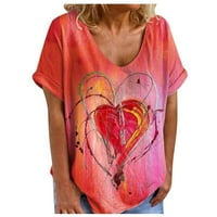 Ženska majica s grafitima u obliku srca, široka ležerna majica kratkih rukava